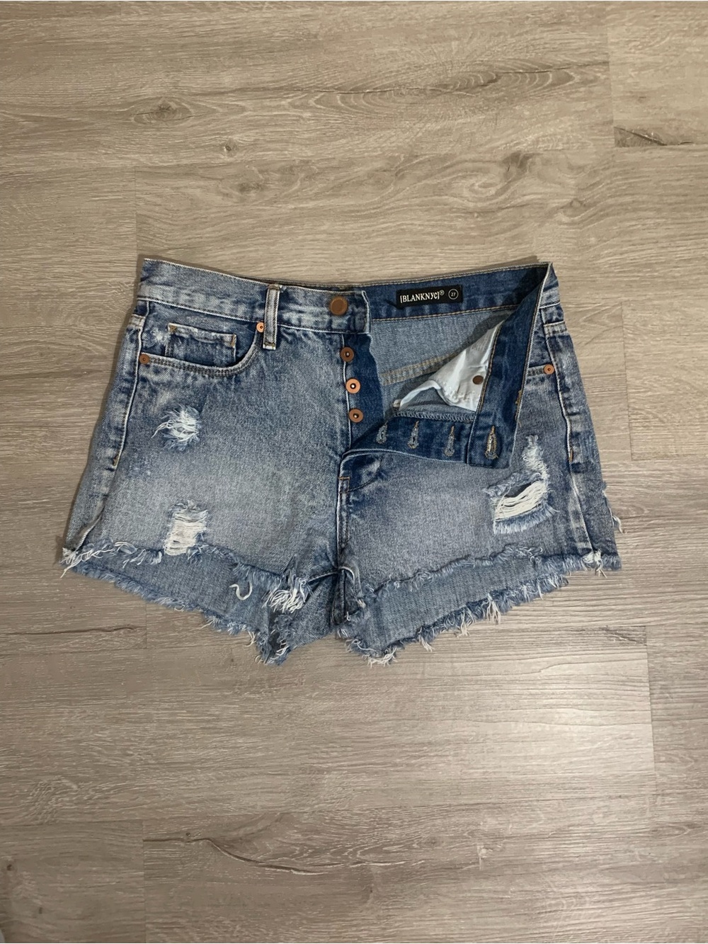 Blank NYC Distressed Denim Cutoff Shorts - Light Blue